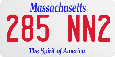 MA license plate 285NN2