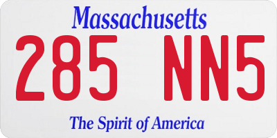 MA license plate 285NN5