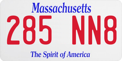 MA license plate 285NN8
