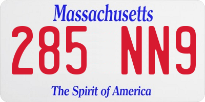 MA license plate 285NN9