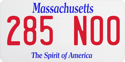MA license plate 285NO0