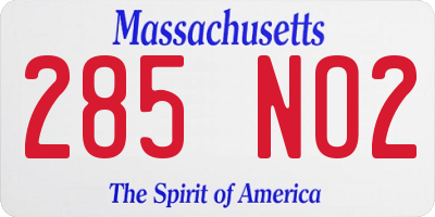 MA license plate 285NO2