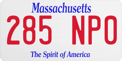MA license plate 285NP0