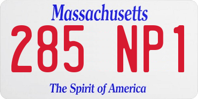 MA license plate 285NP1