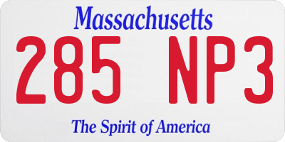 MA license plate 285NP3