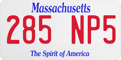 MA license plate 285NP5