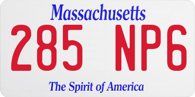 MA license plate 285NP6