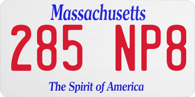 MA license plate 285NP8