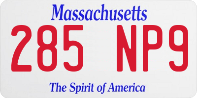 MA license plate 285NP9