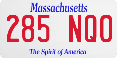 MA license plate 285NQ0