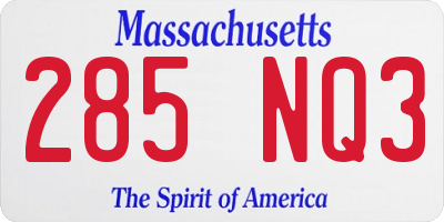 MA license plate 285NQ3