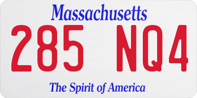 MA license plate 285NQ4