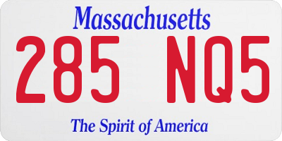 MA license plate 285NQ5