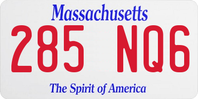 MA license plate 285NQ6