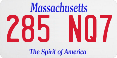 MA license plate 285NQ7