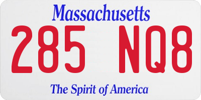 MA license plate 285NQ8