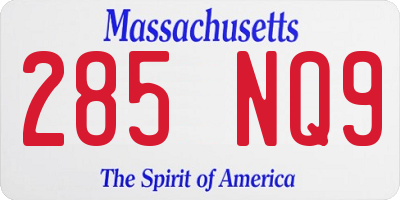 MA license plate 285NQ9