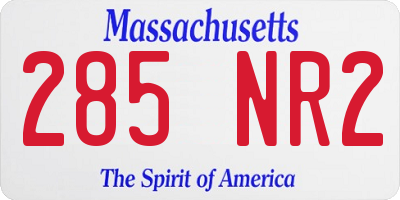 MA license plate 285NR2