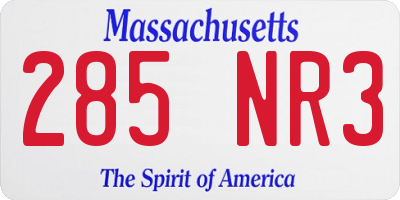 MA license plate 285NR3