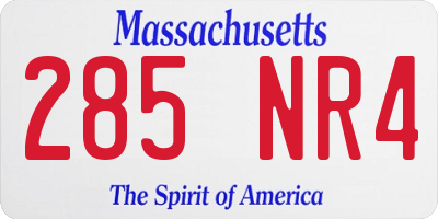 MA license plate 285NR4