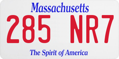 MA license plate 285NR7