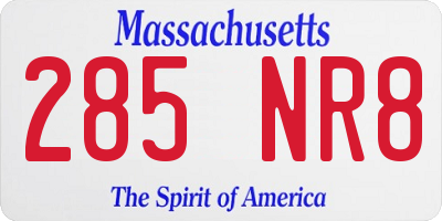 MA license plate 285NR8