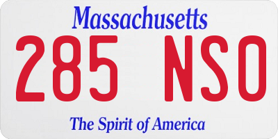 MA license plate 285NS0