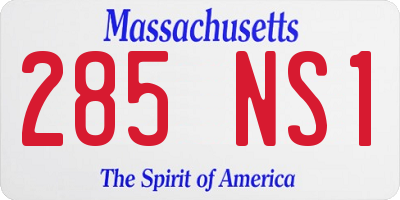 MA license plate 285NS1