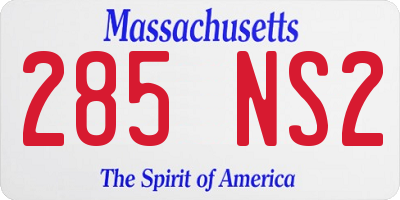 MA license plate 285NS2