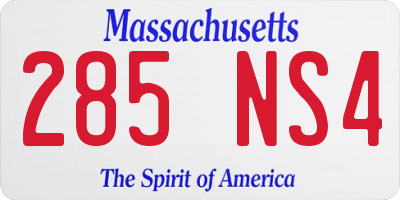 MA license plate 285NS4