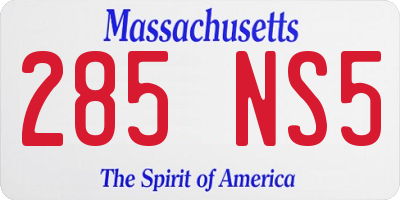 MA license plate 285NS5