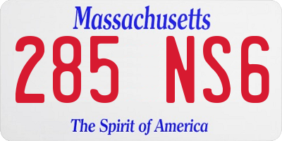 MA license plate 285NS6