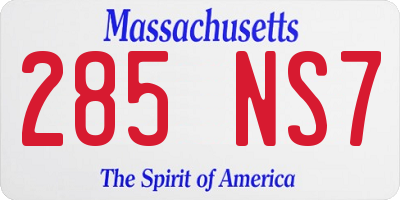MA license plate 285NS7