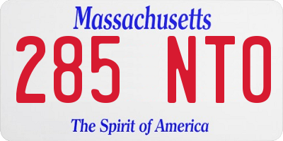MA license plate 285NT0