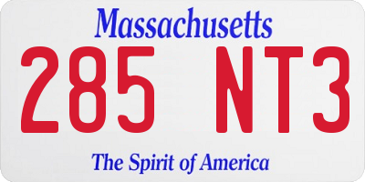 MA license plate 285NT3
