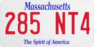 MA license plate 285NT4