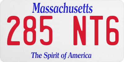 MA license plate 285NT6