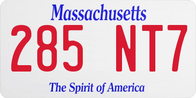 MA license plate 285NT7