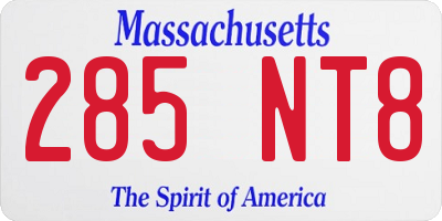 MA license plate 285NT8