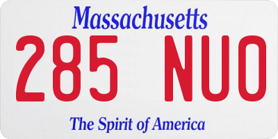 MA license plate 285NU0
