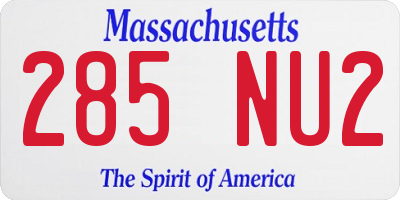 MA license plate 285NU2