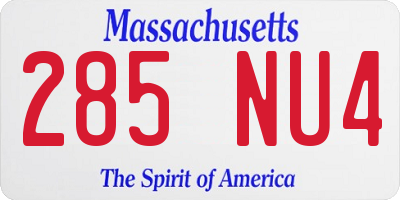 MA license plate 285NU4