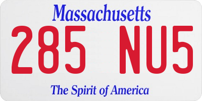 MA license plate 285NU5