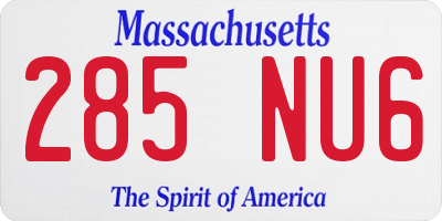 MA license plate 285NU6