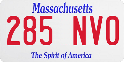 MA license plate 285NV0