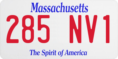 MA license plate 285NV1