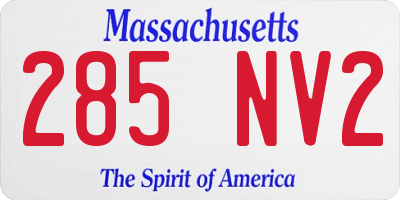 MA license plate 285NV2