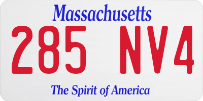 MA license plate 285NV4