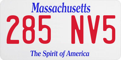 MA license plate 285NV5