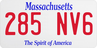 MA license plate 285NV6